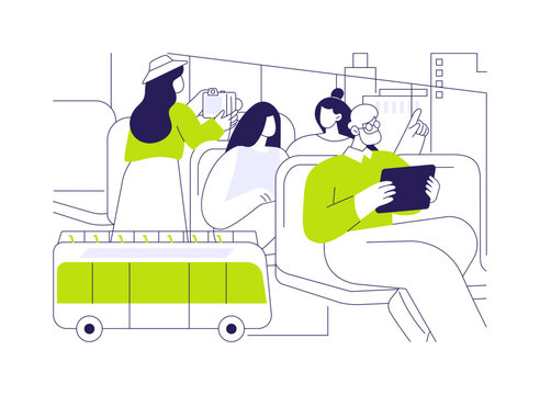 Bus tour isolated cartoon vector illustrations.