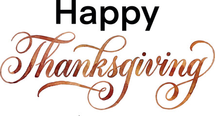 Elegant watercolor thanksgiving typography 'happy thanksgiving' festive greeting design © Motin