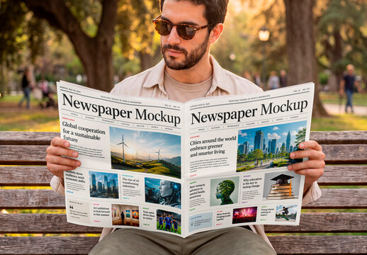 Blank Folded Newspaper Mockup