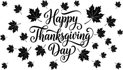 Elegant thanksgiving day typography with maple leaves festive autumn greeting design © Motin
