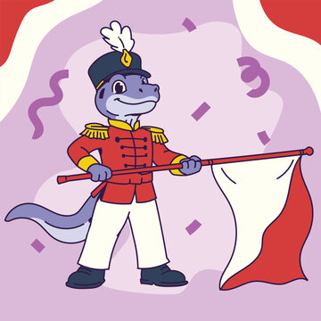Komodo Dragon Marching Band Mascot Flag Bearer