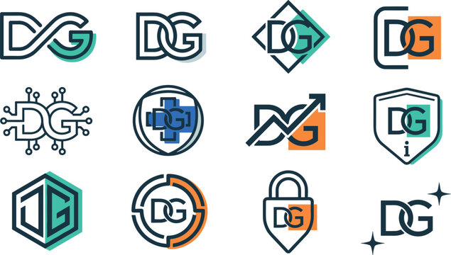 Here is your SEO-optimized title and keywords generated directly from the visual elements in your DG monogram letter corporate logo concept set.
