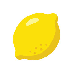 Obraz premium Fresh yellow lemon citrus fruit isolated on white background flat vector design element for healthy food illustration icon.