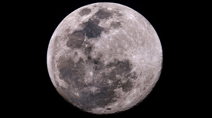 Naklejka premium crater. Detailed closeup of the moon's surface showcasing intricate craters against the vast darkness of space. STEM education sheets.