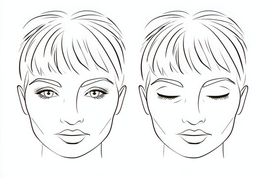 メイクレッスン用の女性の顔イラスト メイクアップ練習用フェイスチャート