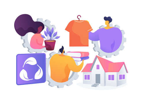 Neighborhood Swap and Return Plan abstract concept vector illustration.