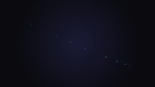 Minimalist blue glowing dots forming a subtle orbital pattern in darkness
