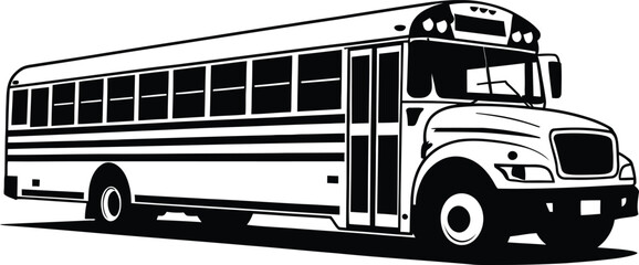 School bus silhouette vector illustration for educational and transportation designs © Monir Creatives