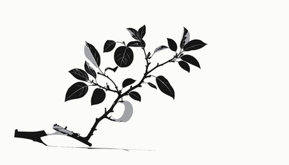Fototapeta premium Small tree branch with leaves.
