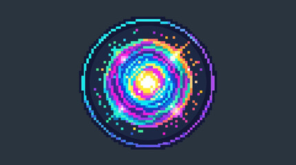 Colorful Digital Circle Light Effect. © Suk