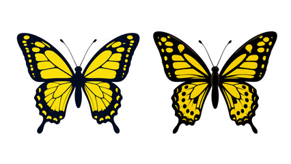 Yellow and black butterfly vector set isolated on white © Mark