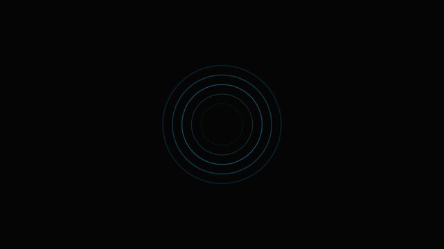 Minimalist glowing blue circle outline centered on a solid black background