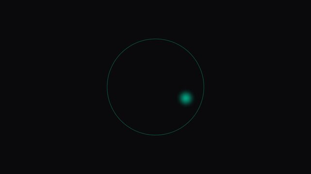 A thin glowing green circular outline enclosing a soft teal light orb