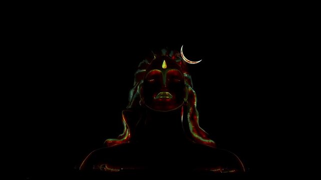 A video of Adiyogi shiva statue illuminated by spectacular 3D laser light show at night