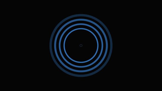 Concentric blue circles radiating against a deep black background pattern