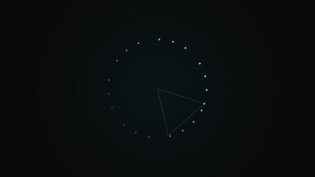 A circular arrangement of glowing blue dots forming a clock-like pattern