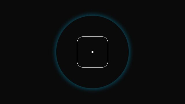Minimalist geometric square icon with six centered dots against black background