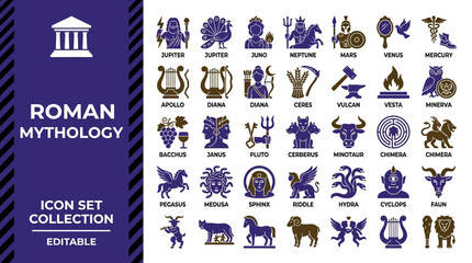 Roman mythology deity and legendary creature icon collection © Iconesia Studio