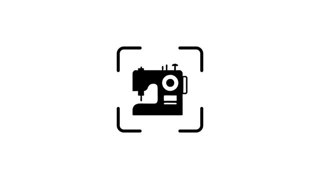 Camera focus on sewing machine scan, dynamic motion graphic of digital analysis, modern technology and craftsmanship merging.