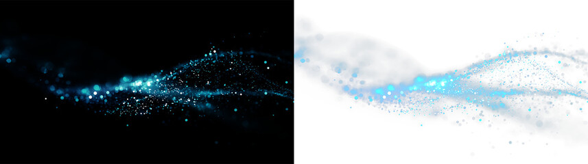 Creative blue wave design with sparkles on a transparent background for use in digital art or graphic projects © tanandaa