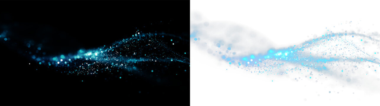 Creative blue wave design with sparkles on a transparent background for use in digital art or graphic projects