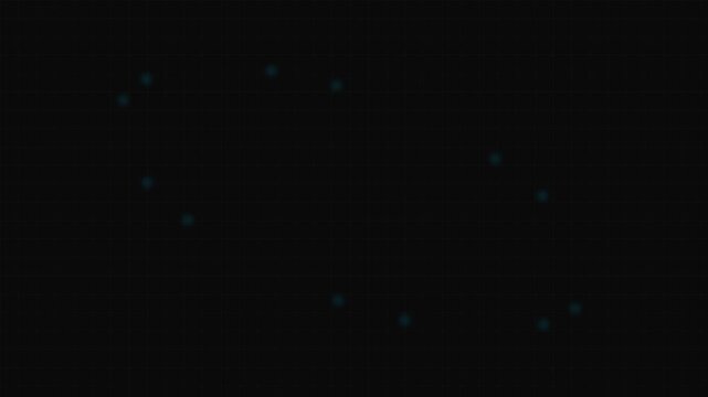 A constellation of glowing blue dots arranged in a circular pattern in darkness