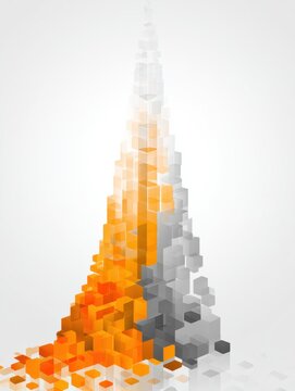 Visual Representation of Compound Interest in Reverse Using Low Poly Geometric Shapes With Blocks Disappearing Downward