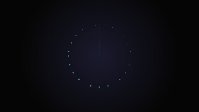 Minimalist ring of glowing blue dots against a solid black background