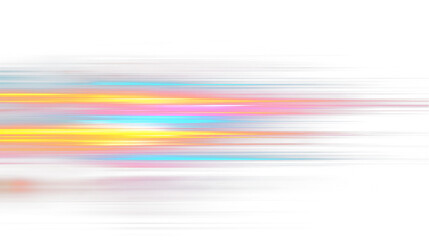 Obraz premium Abstract Multicolor Neon Speed Lines with Glowing Motion Blur on Transparent Background Overlay