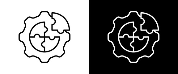 Fototapeta premium Puzzle white and black icon set design