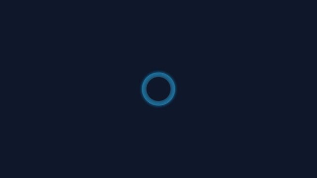 A glowing blue neon ring centered against a solid dark navy background