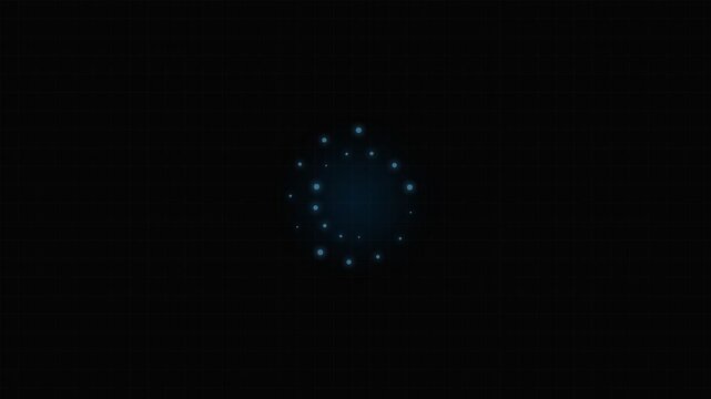 Minimalist ring of faint blue glowing dots centered on a black background