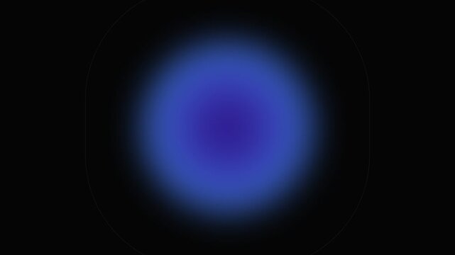 A glowing blue circular light orb centered against a solid black background