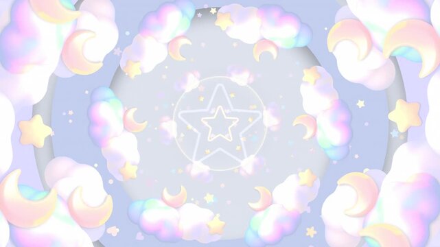 Dreamy moon and star pattern motion graphics. (loop)