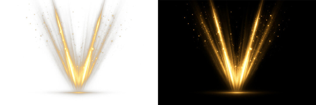 Gold energy beam png overlay with radiant glowing vertical light, on transparent background