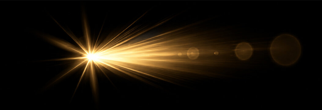 Gold light trail png overlay with radiant glowing beam and motion streak