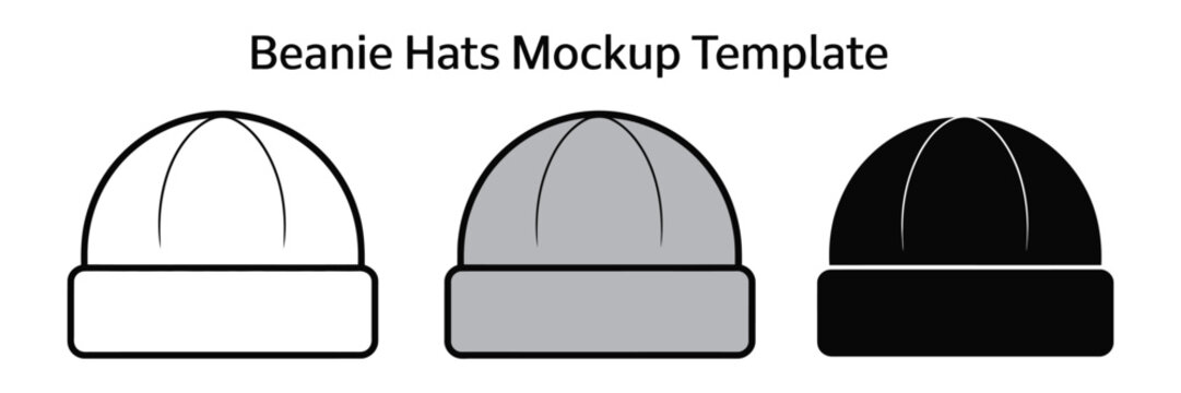 Beanie hat mockup. Knit cap template with flat fashion illustration, streetwear headwear, toque design and vector illustration