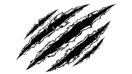 Monster animal claw marks vector illustration featuring ripped torn metal slashed scratches and aggressive wild beast attack textures © Salma