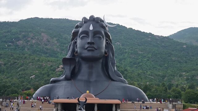Wide view of Adiyogi shiva statue at chikkaballapur karnataka spiritual landmark