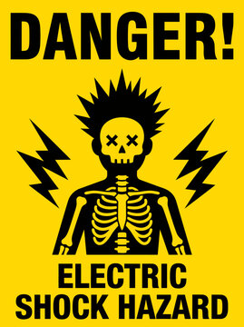 High voltage danger sign electric shock hazard warning symbol
