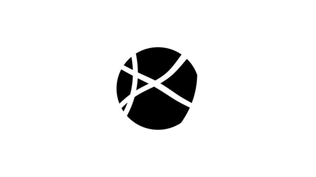 Black abstract globe symbol with intersecting lines on a white background circle communication