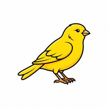 Yellow canary bird illustration. Cute small songbird vector graphic.