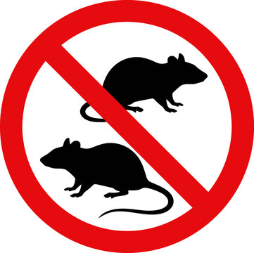 Rat infestation prevention symbol warning icon with prohibited, infestation