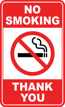 No smoking thank you compliance warning sign with prohibited cigarette forbidden