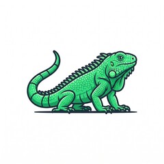 Fototapeta premium Green iguana illustration. Reptile lizard vector icon.