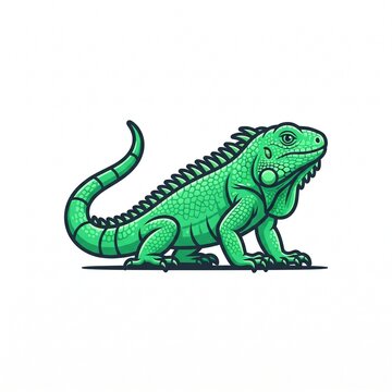 Green iguana illustration. Reptile lizard vector icon.