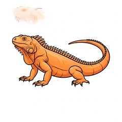 Fototapeta premium Orange iguana illustration. Vector lizard reptile art.
