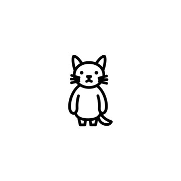 Cute standing cat computer vector icon in minimalist line art style