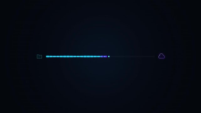 Isometric Grid Data Migration Corporate Progress Bar Cloud Sync Network Video Loop