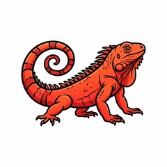 Obraz premium Red iguana illustration. Vector lizard drawing.